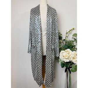 Steve Madden Shae Silver Sequin Longline Duster Jacket | Medium | Anthropologie